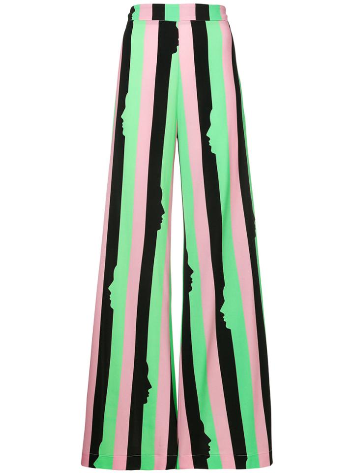 Vivetta Striped Silhouette Printed Flared Trousers - Multicolour