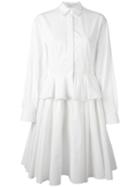 Givenchy Peplum Waist Flared Shirt Dress, Women's, Size: 38, White, Cotton