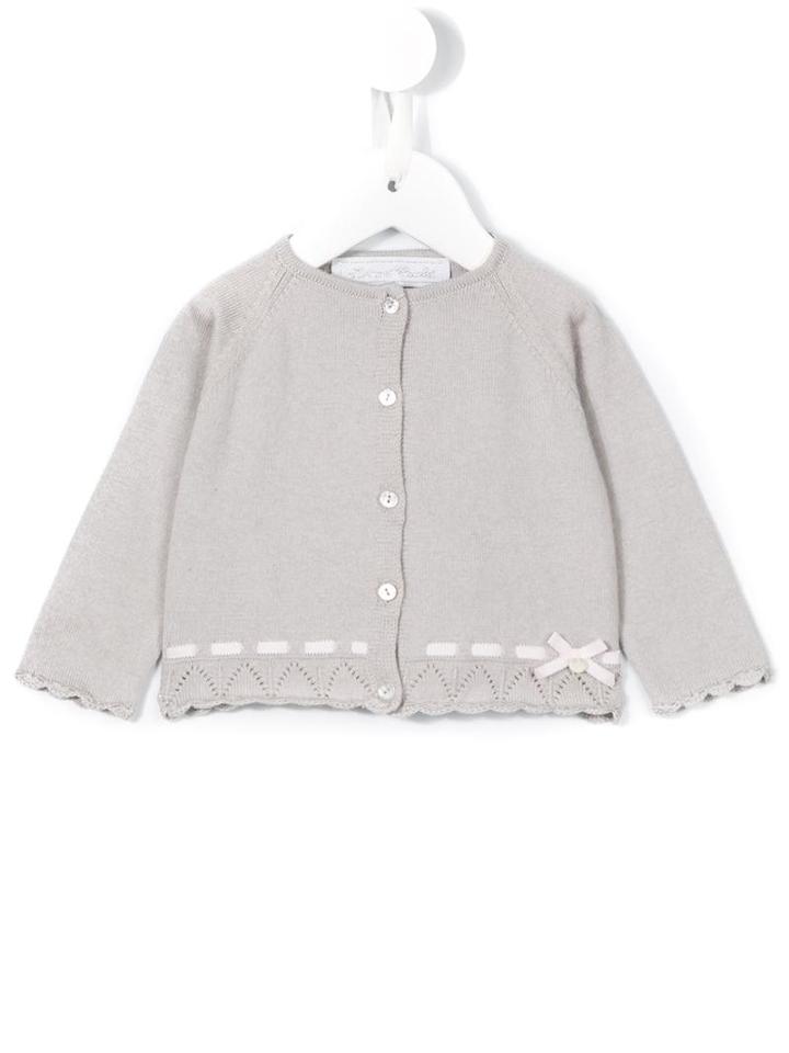 Tartine Et Chocolat - Ribbon Detail Cardigan - Kids - Cotton/cashmere - 12 Mth, Grey