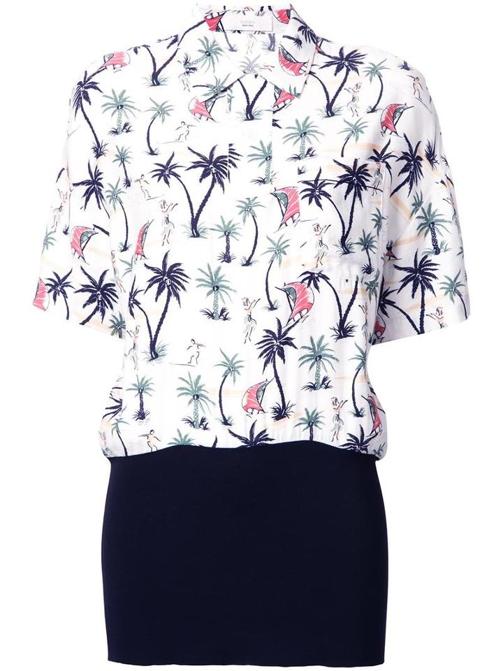 Bassike 'hawaiian' Contrast Polo Shirt, Women's, Size: 8, White, Silk/viscose