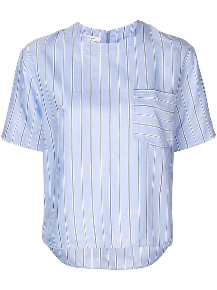 Cédric Charlier Striped Short-sleeve Blouse - Blue