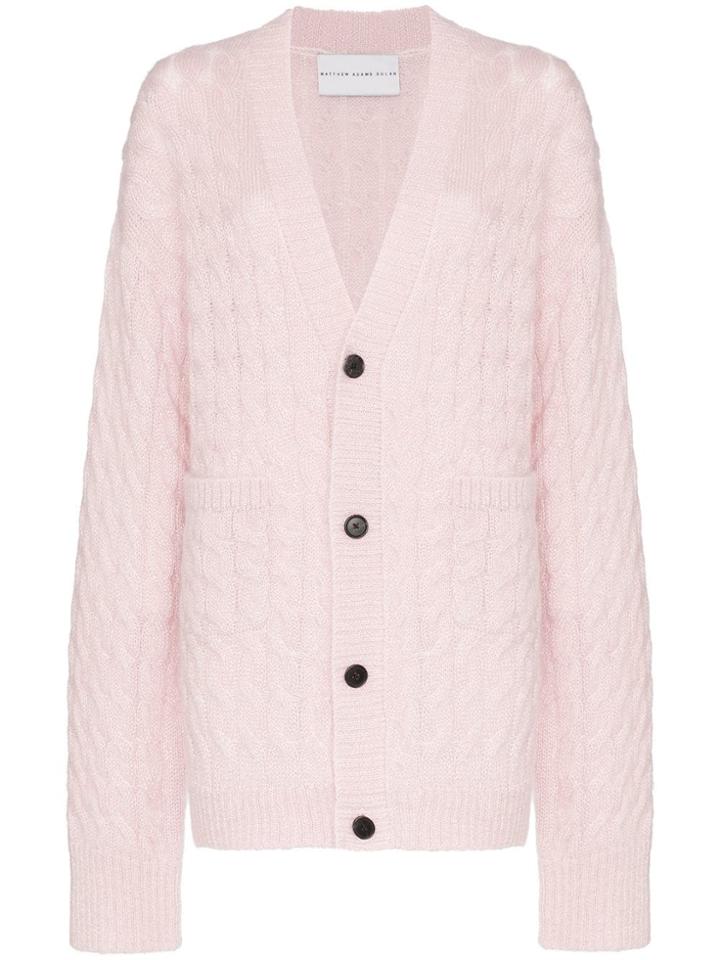 Matthew Adams Dolan Knitted Cable Knit Cardigan - Pink