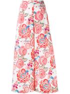 Temperley London - Floral Print Palazzo Pants - Women - Silk/cotton/spandex/elastane - 12, Pink/purple, Silk/cotton/spandex/elastane