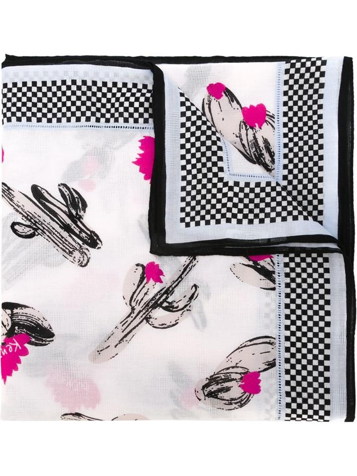 Kenzo Cartoon Cactus Scarf, Adult Unisex, Black, Cotton