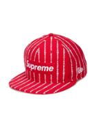 Supreme Logo Striped Cap - Red