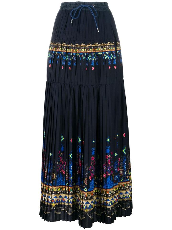 Sacai Tribal Lace Printed Maxi Skirt - Blue
