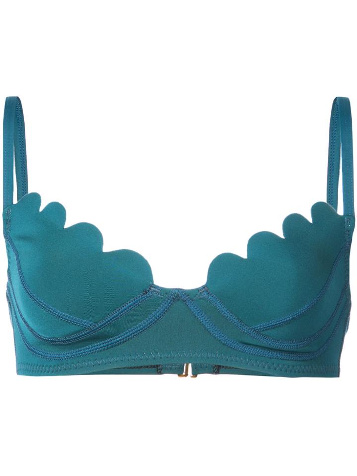 Cynthia Rowley Betty Scallop Bikini Top - Green