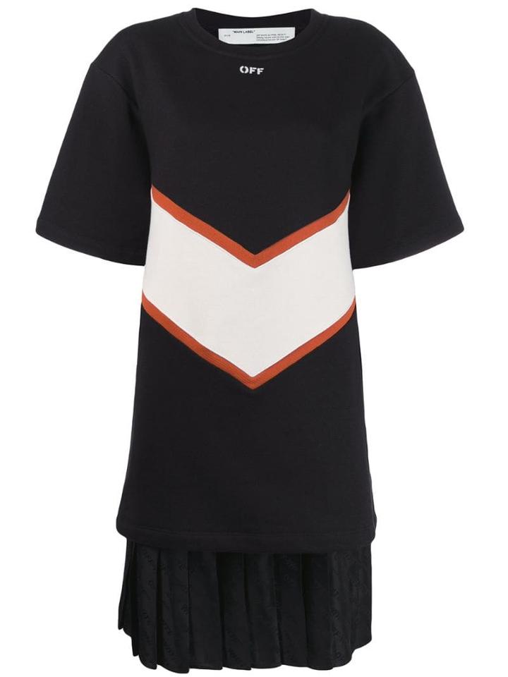 Off-white Contrasting Panels T-shirt Dress - Black