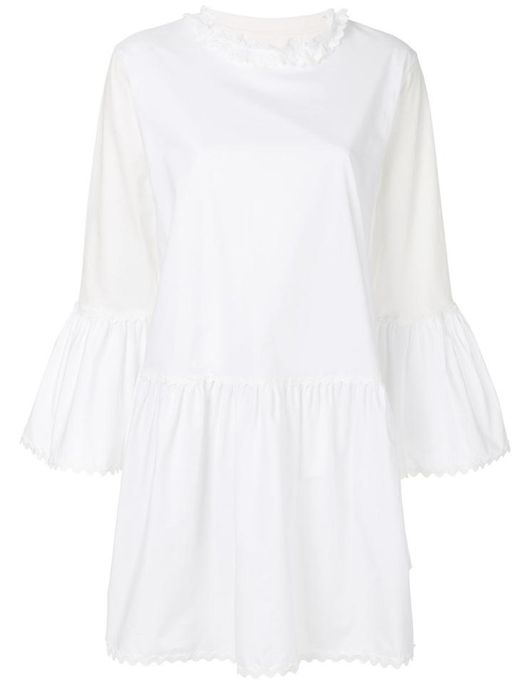 Mm6 Maison Margiela - Ric Rac Trim Dress - Women - Cotton - S, White, Cotton