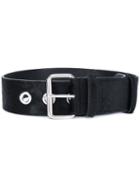 Mm6 Maison Margiela - Classic Buckled Belt - Women - Calf Hair/viscose/polyurethane/magnesium - M, Black, Calf Hair/viscose/polyurethane/magnesium