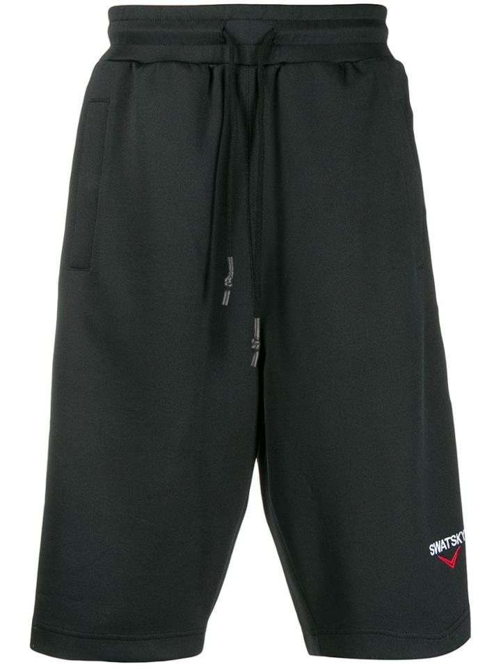 Swatsky Logo Drawstring Track Shorts - Black