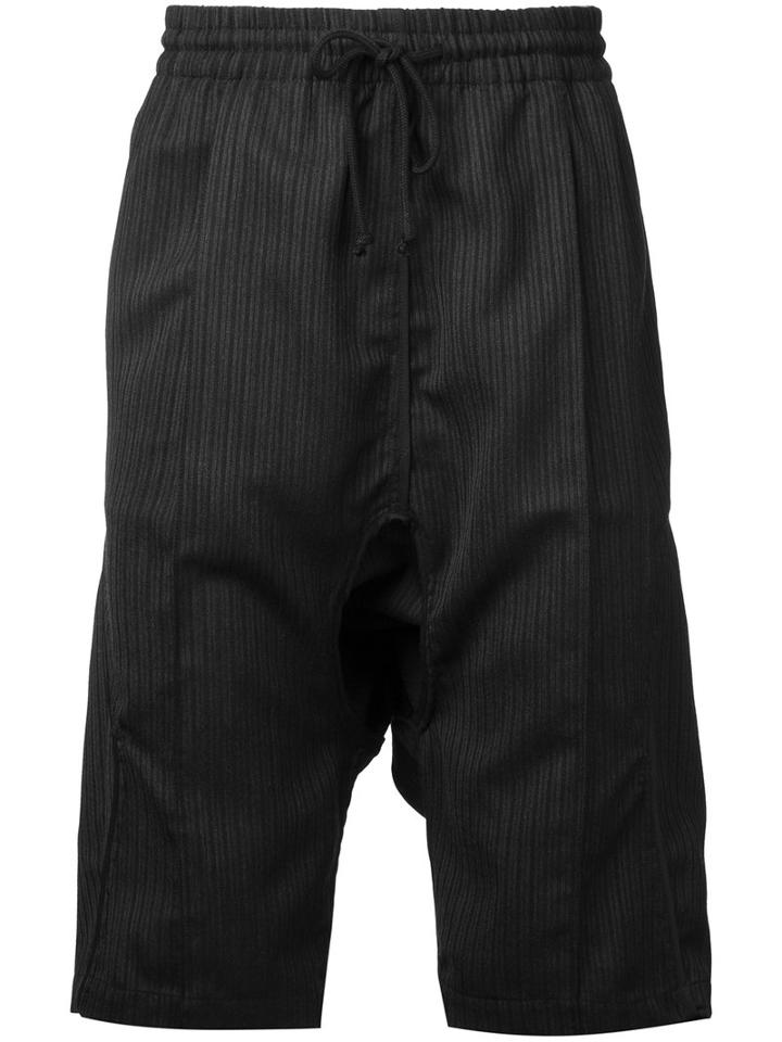 Abasi Rosborough Ribbed Stripe Track Shorts, Men's, Size: Large, Black, Cotton/wool
