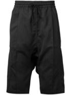 Abasi Rosborough Ribbed Stripe Track Shorts, Men's, Size: Large, Black, Cotton/wool