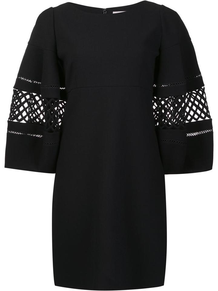 Carolina Herrera Basket Weave Dress, Women's, Size: 10, Black, Cotton/virgin Wool