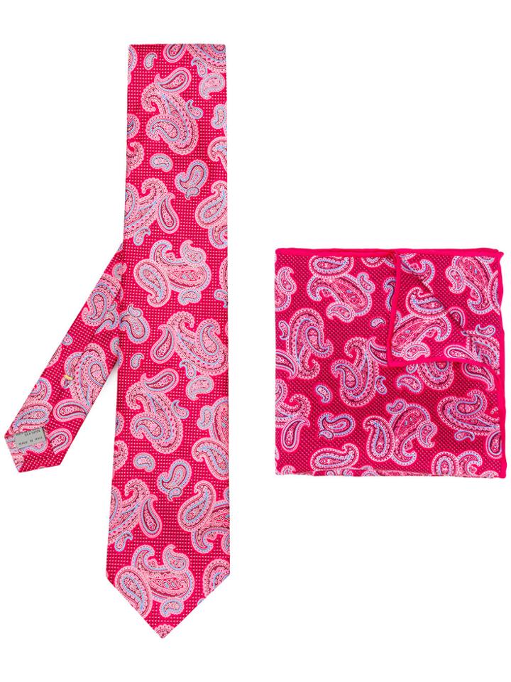 Canali Floral Print Tie Set - Red