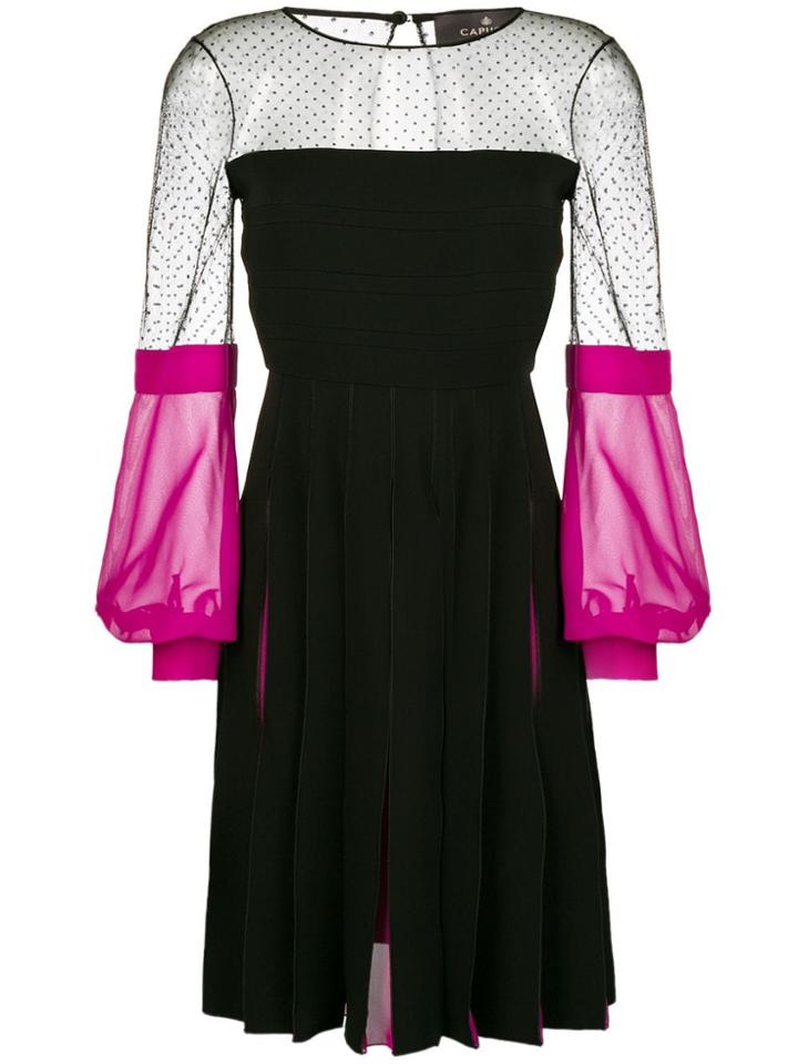 Capucci Sheer Panel Pleated Dress - Black