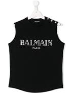 Balmain Kids Teen Logo Print Tank Top - Black