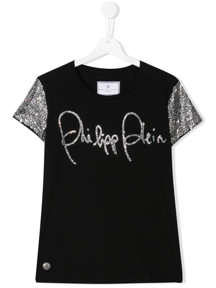 Philipp Plein Junior Signature Logo T-shirt - Black