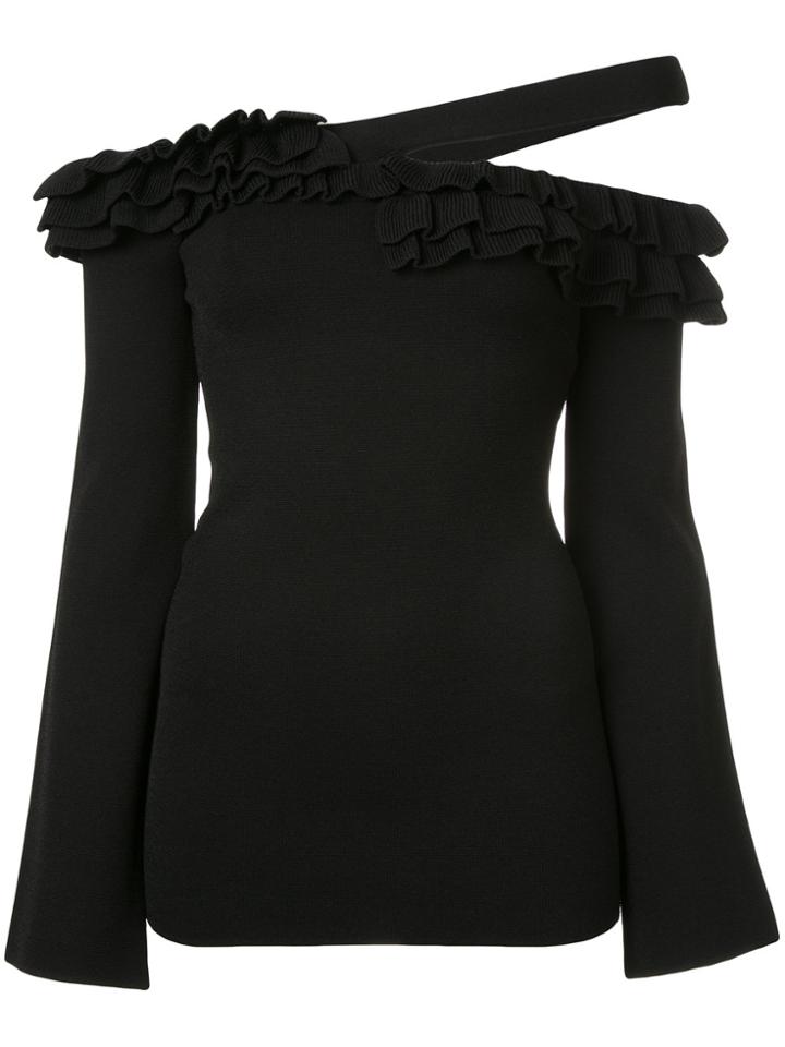 Rebecca Vallance Rositta Ruffle Off Shoulder Knit - Black