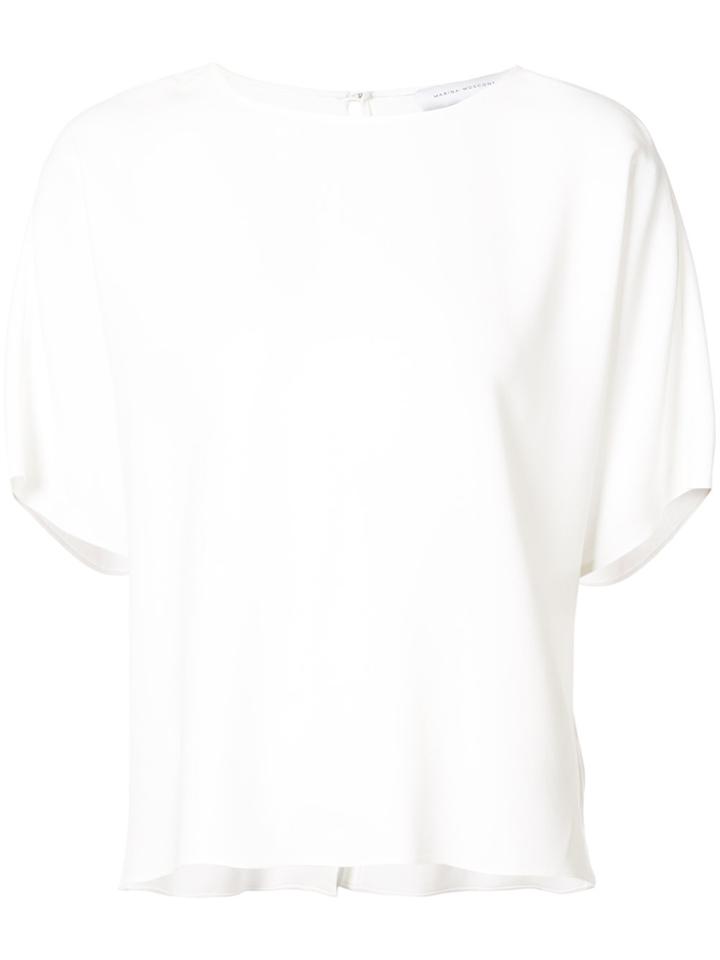 Marina Moscone Cady Split Back T-shirt Blouse - White
