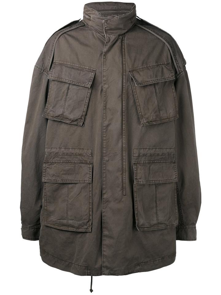 Juun.j Oversized Midi Coat, Men's, Size: 50, Green, Cotton