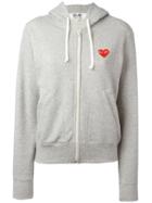 Comme Des Garçons Play Embroidered Logo Hoodie, Women's, Size: Xs, Grey, Cotton