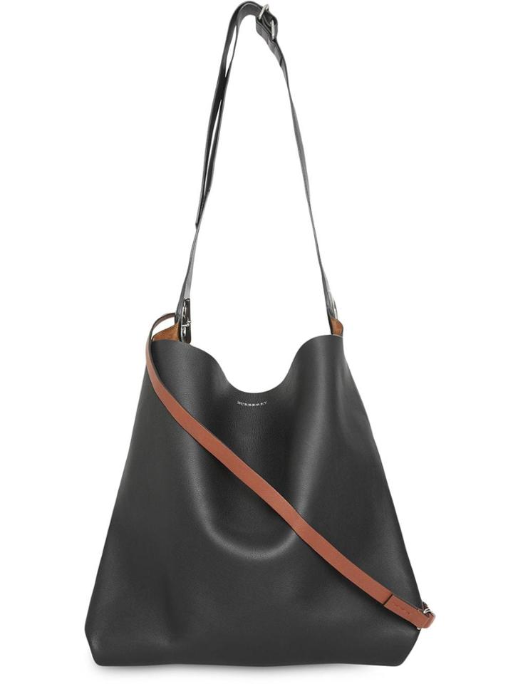 Burberry The Leather Grommet Detail Bag - Black