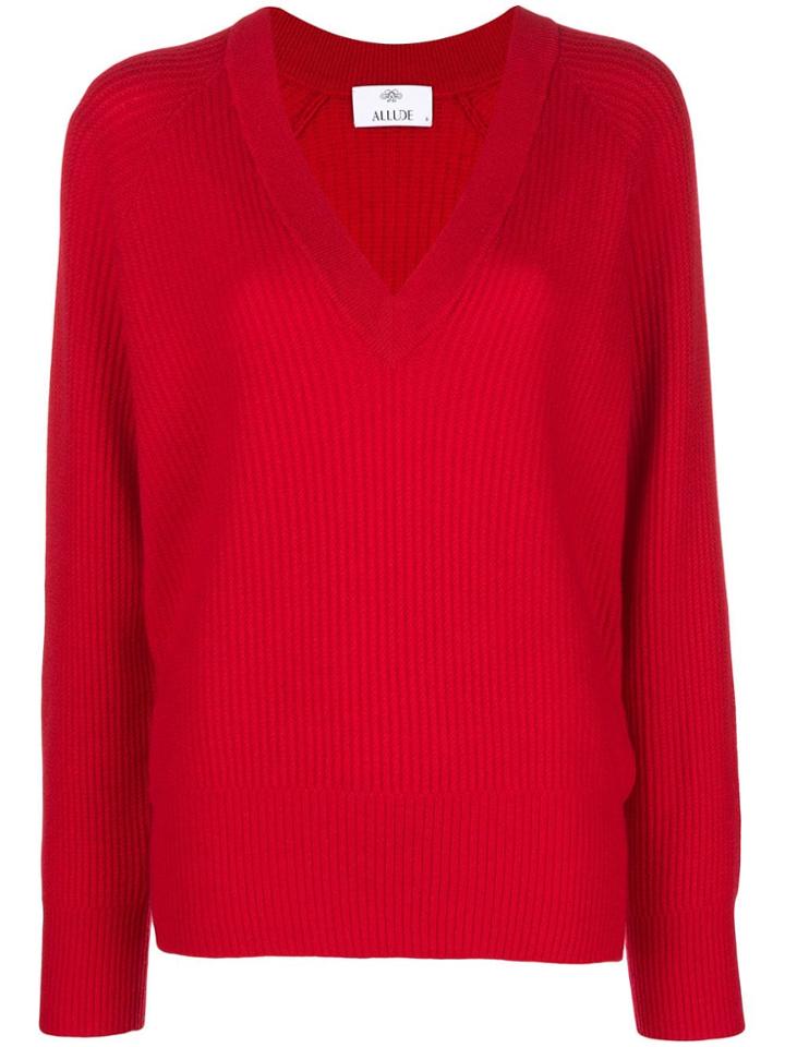 Allude V-neck Jumper - Red