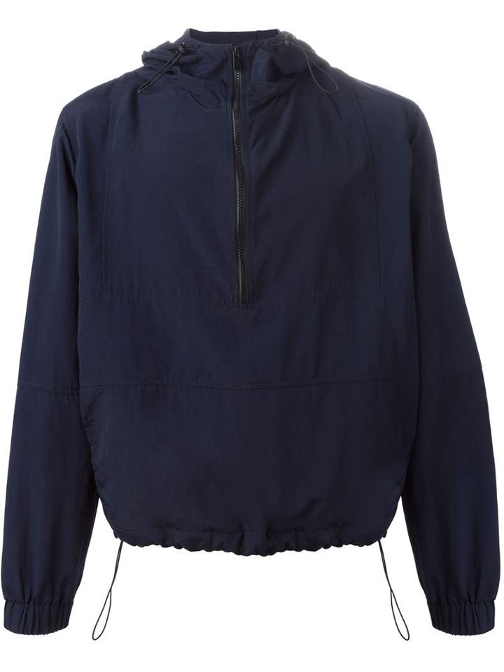 Ami Alexandre Mattiussi Hooded Windbreaker Jacket, Men's, Size: L, Blue, Polyamide