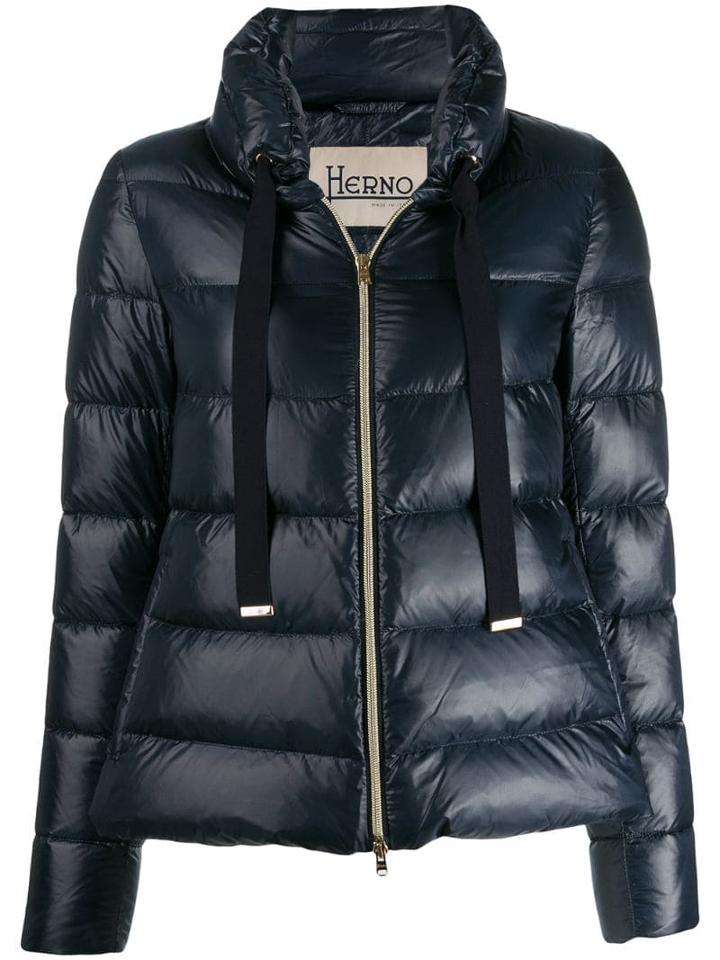 Herno Drawstring Collar Padded Jacket - Blue