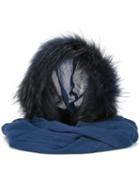 Charlotte Simone Fur Scarf, Women's, Blue, Modal/wool/racoon Fur