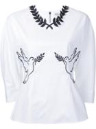 Mary Katrantzou - Athena Poplin Dove Blouse - Women - Silk/cotton - 12, White, Silk/cotton