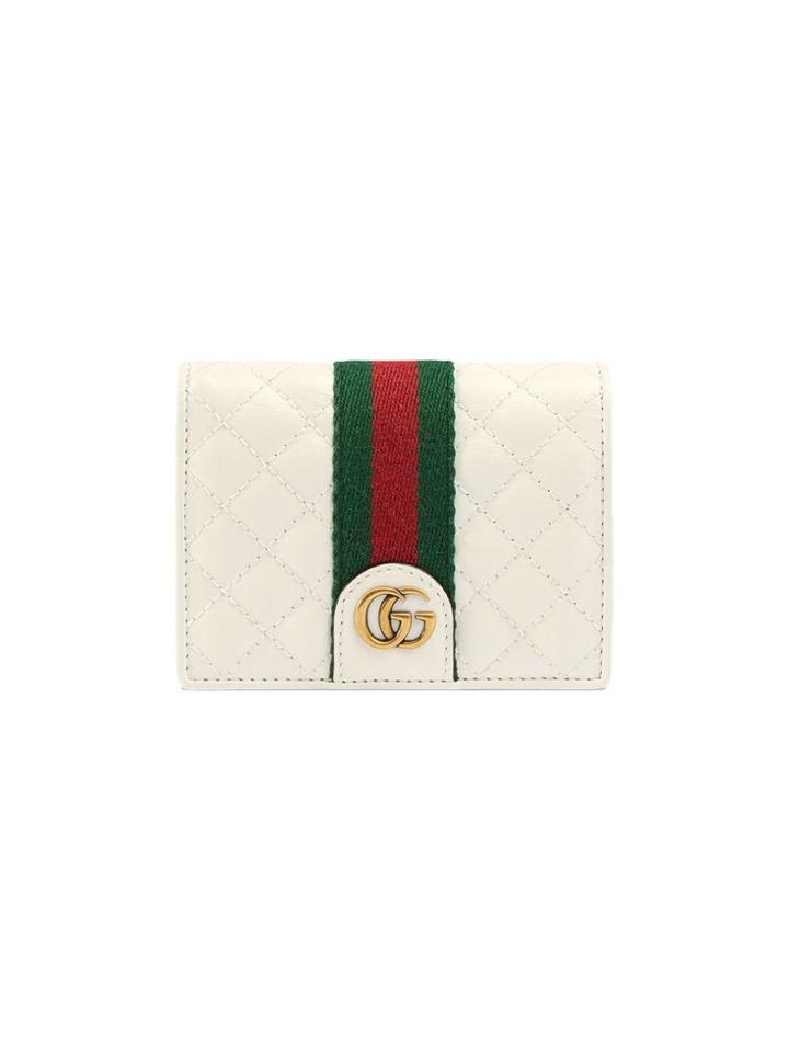 Gucci Leather Card Case With Double G - White