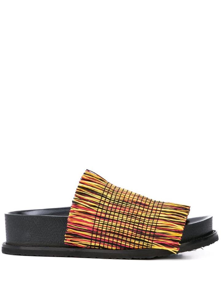 Proenza Schouler Fringe Footbed Slides - Black