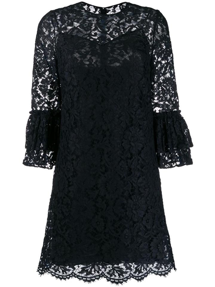 Valentino Flared Floral Lace Mini Dress - Blue
