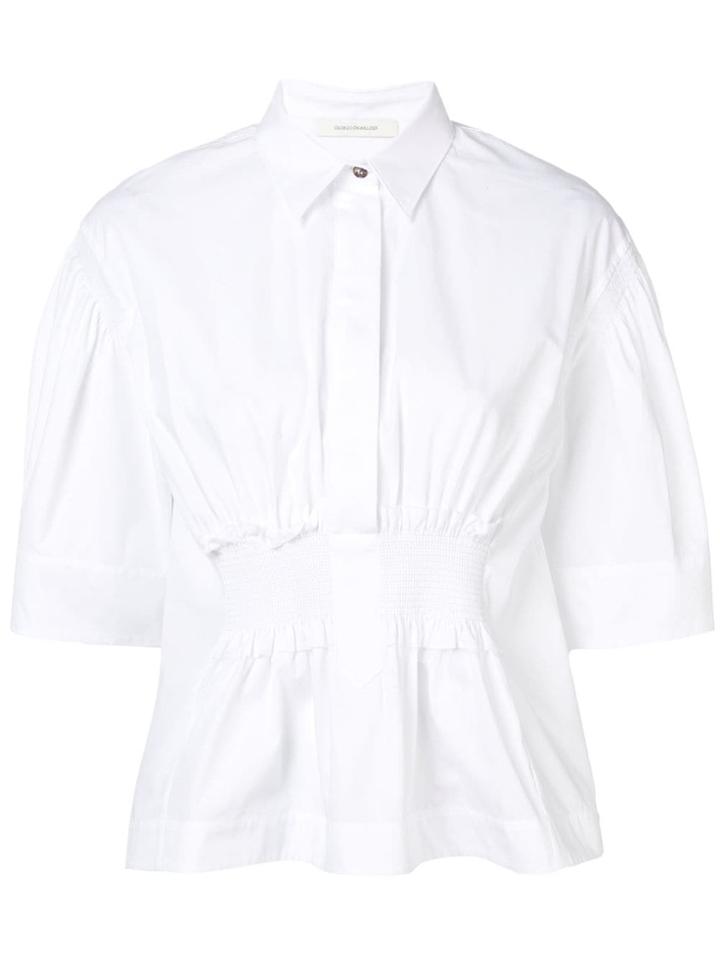 Cédric Charlier Ruched Half Sleeve Shirt - White