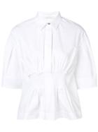 Cédric Charlier Ruched Half Sleeve Shirt - White