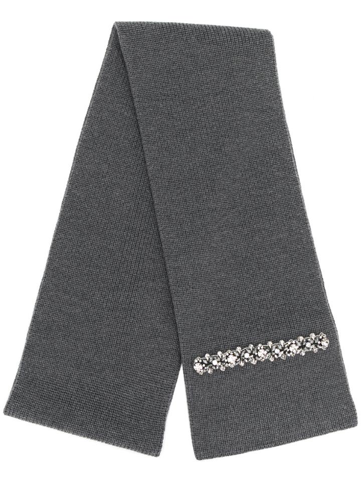 No21 Embellished Knit Scarf - Grey
