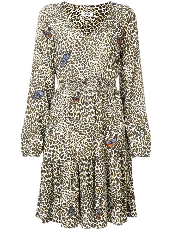 Liu Jo Leopard Print Skater Dress - Brown