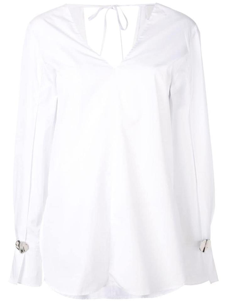 3.1 Phillip Lim Long Sleeve V-neck Poplin Blouse - White