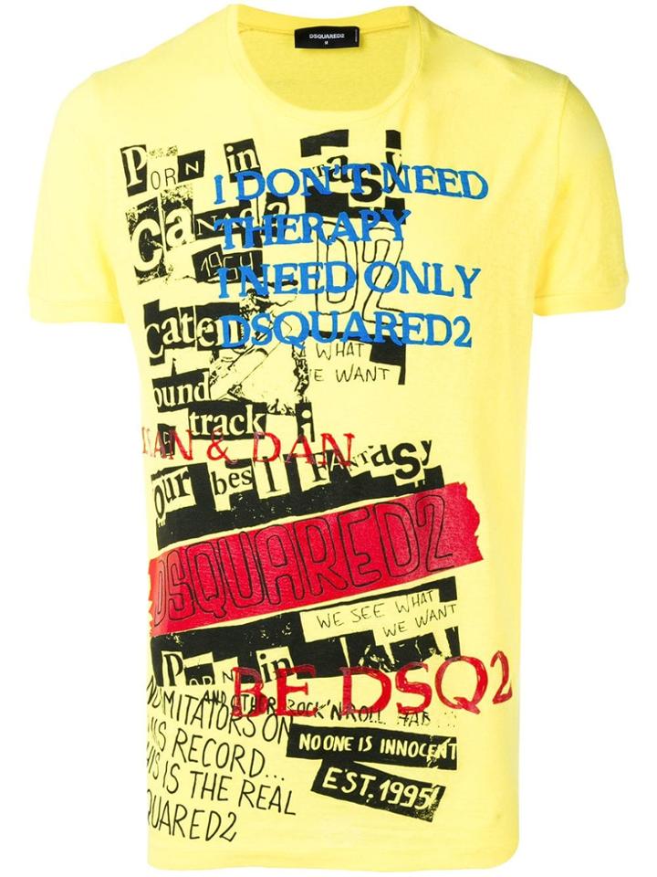 Dsquared2 'i Don't Need Therapy' T-shirt - Yellow