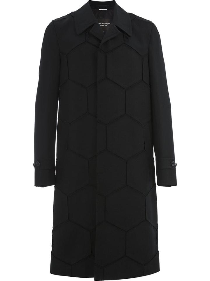 Comme Des Garçons Homme Plus Geometric Panels Midi Coat - Black