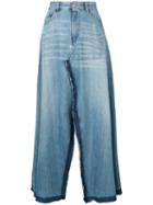 Mm6 Maison Margiela - Open-front Denim Skirt - Women - Cotton - 40, Blue, Cotton