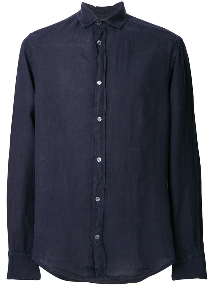 Emporio Armani Casual Curved Hem Shirt - Blue