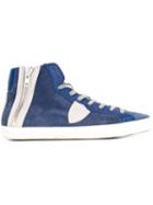 Philippe Model Side Zip Detail Hi-top Sneakers, Men's, Size: 41, Blue, Calf Suede/leather/rubber/cotton