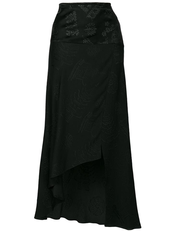 Romeo Gigli Vintage Embroidered Asymmetric Skirt - Black