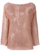 Nude Loose Knit Top, Women's, Size: 44, Pink/purple, Linen/flax