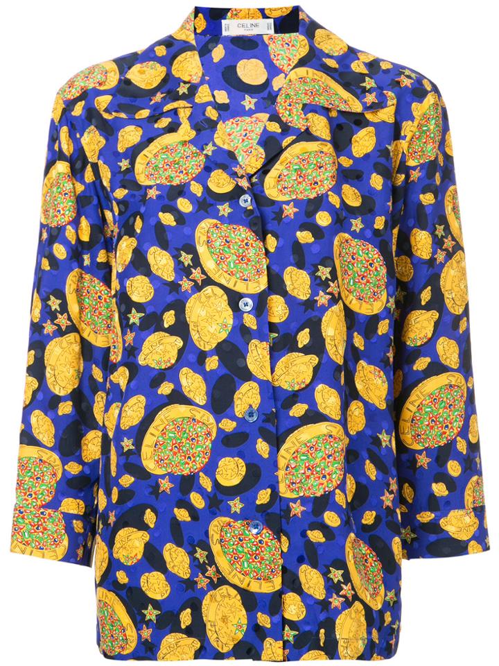 Céline Vintage Jewel Planet Patterned Shirt - Blue