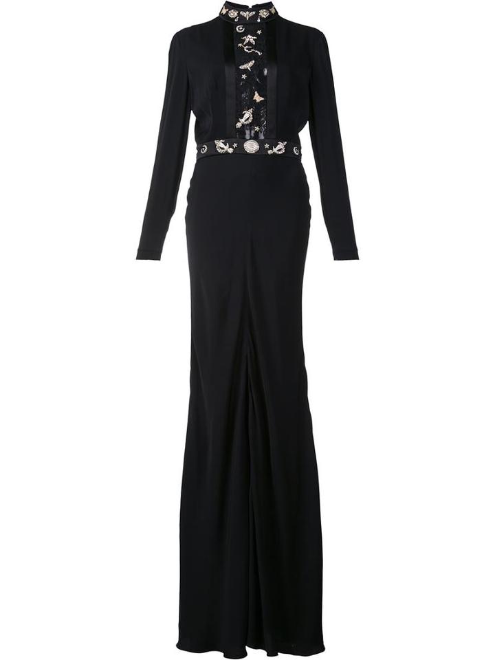Alexander Mcqueen Obsession Charm Gown, Women's, Size: 40, Black, Viscose/silk/polyester/cotton