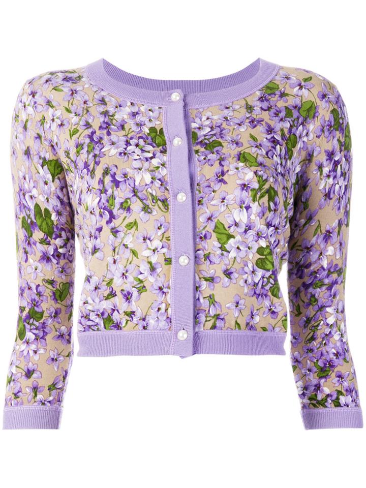 Twin-set Floral Print Cardigan - Pink & Purple